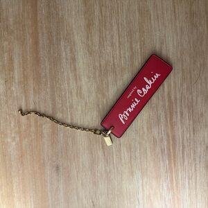 Coach White and Red Keychain with Gold Chain